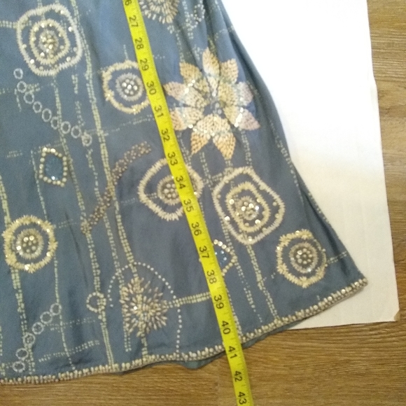 GOLD HAWK embellished blue silk dress NWOT, S - Picture 5 of 13